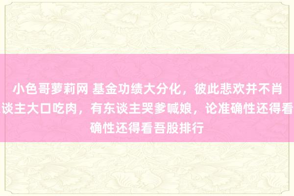 小色哥萝莉网 基金功绩大分化，彼此悲欢并不肖似：有东谈主大口吃肉，有东谈主哭爹喊娘，论准确性还得看吾股排行